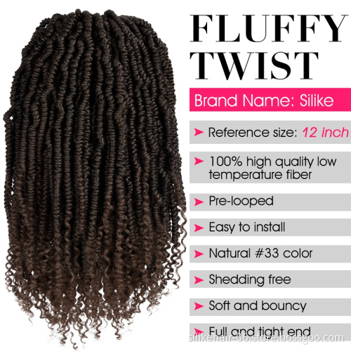 Afro twist braid for hair extension Fluffy Spring Twist Hair Extensions Black Burgundy Ombre Crochet Braids synthetic hair
